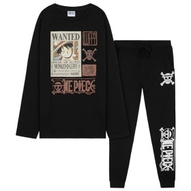 One Piece Ensembles de Pyjama Garçon, Pyjama Enfant Garcon Hiver Chaud Cadeau Anime Manga Enfant Ado 7-14 Ans Noir, 9-10 Ans