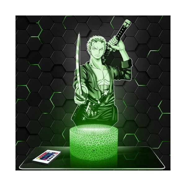 Lampe Manga Roronoa Zoro deco chambre garçon Lampe 3D Manga Roronoa Zoro objet Manga Dessins animé idée cadeau décoration lum