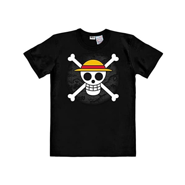 Logoshirt®️ One Piece I Jolly Roger T-Shirt Homme et Femme I T-Shirt à Motif Noir Manches Courtes col Rond I Design Original 