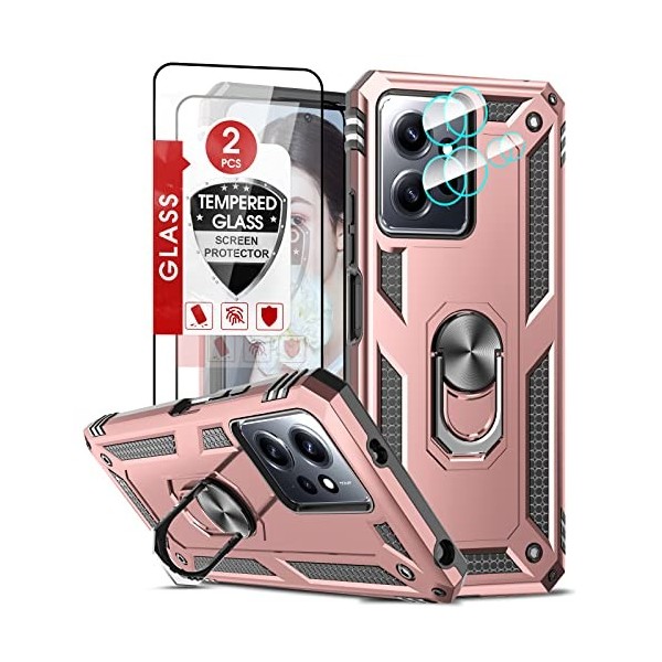 LeYi Coque pour Xiaomi Poco X5 5G/Redmi Note 12 5G Pas 4G Protection Caméra et Anneau Support avec Lentille Coulissante Couve