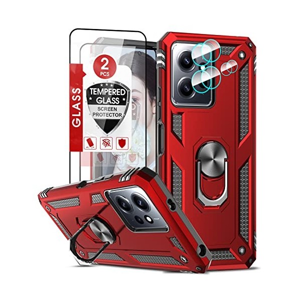 LeYi Coque pour Xiaomi Poco X5 5G/Redmi Note 12 5G Pas 4G Protection Caméra et Anneau Support avec Lentille Coulissante Couve