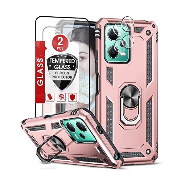 LeYi Coque pour Xiaomi Poco X5 5G/Redmi Note 12 5G Pas 4G Protection Caméra et Anneau Support avec Lentille Coulissante Couve