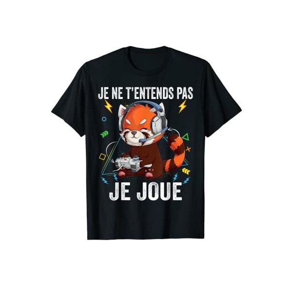 jeux video Panda rouge gaming garçon gamer cadeaux Homme Manche courte T-Shirt S