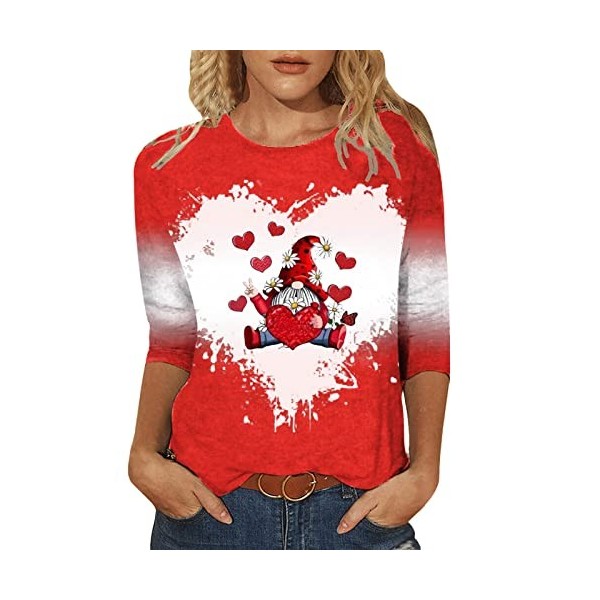 Sweat Saint Valentin Femme Tshirt Tunique Femme Chic et Originale t Shirt Blanc Oversize Chemise à Fleurs One Piece Sweat Che