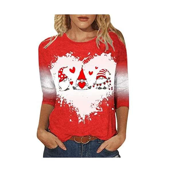 Sweat Saint Valentin Femme Tshirt Tunique Femme Chic et Originale t Shirt Blanc Oversize Chemise à Fleurs One Piece Sweat Che