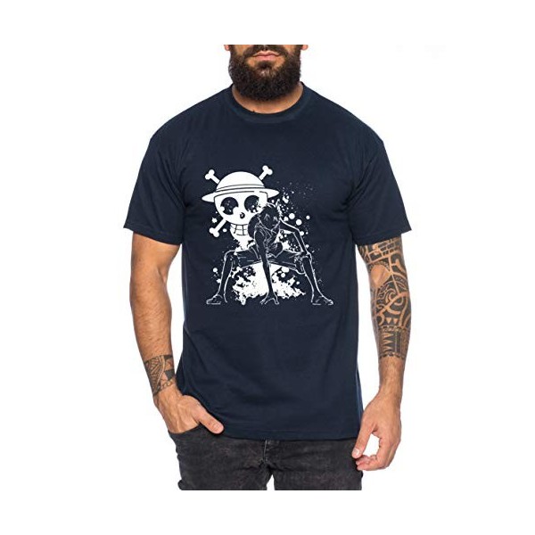 Ruffy Angry Gear Zoro One Manga T-Shirt 2 Luffy pour Homme Anime Piece, Farbe2:Bleu foncé, Größe2:Small