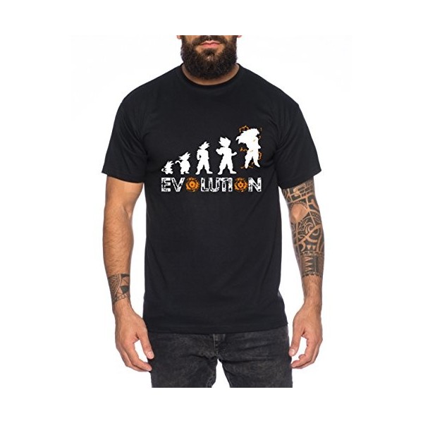 WhyKiki Super Son Goku Evolution T-Shirt pour Homme Dragon Master Son Ball Vegeta Turtle Roshi DB, Farbe2:Schwarz.Größe2:L