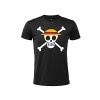 Sabor SRL T-Shirt One Piece - Chapeau de Paille avec Logo tête de Mort - Manches Courtes - 100% Coton - Unisexe - Disponible 