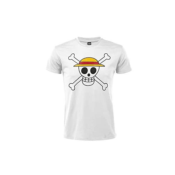 Sabor SRL T-Shirt One Piece - Chapeau de Paille avec Logo tête de Mort - Manches Courtes - 100% Coton - Unisexe - Disponible