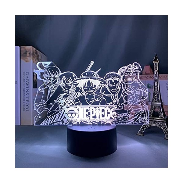 One Piece Group Led Night Light Pour Enfants Chambre Décor Japonais Anime One Piece Équipe 3D Lampe Cadeau Cool Lampe De Tabl