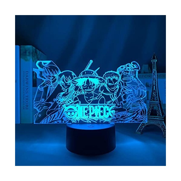 One Piece Group Led Night Light Pour Enfants Chambre Décor Japonais Anime One Piece Équipe 3D Lampe Cadeau Cool Lampe De Tabl