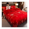 Sets de Housse de Couettes Hiver Chaud épaissi Lait Velours lit 4 pièces Doux Velours Housse de Couette Plus Velours Corail F