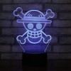 Lampe LED USB en forme de drapeau de pirates au chapeau de paille One Piece Multicolore