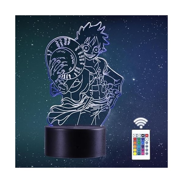 QQAAMZ One Piece Lampe Luffy Veilleuse 3d Illusion Led Tactil Maison Enfant De Decoration Chambre Luffy Sanji Zoro Nami Lampe