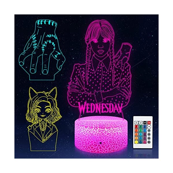 Shenjia One Piece, 3 en 1, lampe LED 3D, 16 couleurs LED Acrylic RGB Lights, Décoration de chambre denfant, Anniversaire