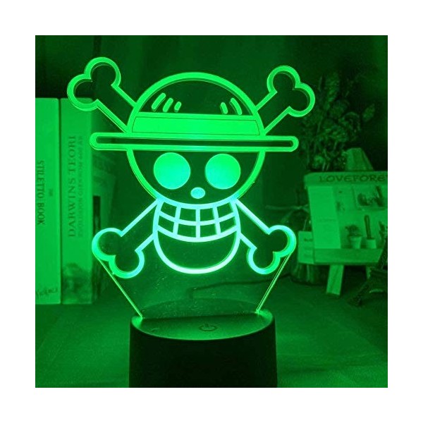 giyiohok Lampe Illusion 3D LED veilleuse Anime One Piece Logo enfants capteur tactile coloré pour la décoration de la chambre