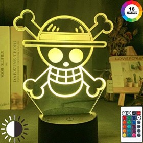 giyiohok Lampe Illusion 3D LED veilleuse Anime One Piece Logo enfants capteur tactile coloré pour la décoration de la chambre