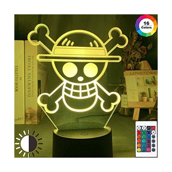 giyiohok Lampe Illusion 3D LED veilleuse Anime One Piece Logo enfants capteur tactile coloré pour la décoration de la chambre