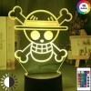 giyiohok Lampe Illusion 3D LED veilleuse Anime One Piece Logo enfants capteur tactile coloré pour la décoration de la chambre