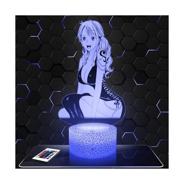 Lampe de chevet - Veilleuse Tactile Ace Sabo Luffy Manga Lampe 3D LED illusion, Idée cadeau Noël anniversaire garçon et fille