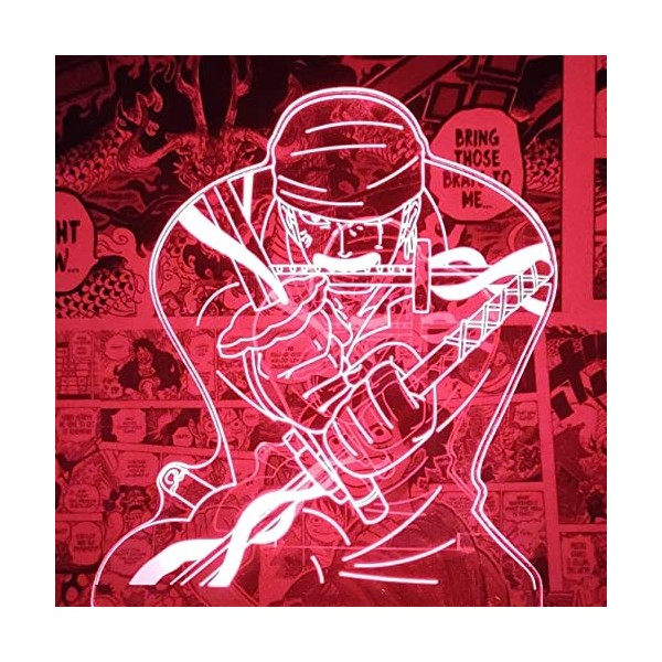 Sparklamp lampe zoro one piece led 3d manga anime veilleuse bébé chevet enfants deco nuit lecture bureau chambre tactile télé