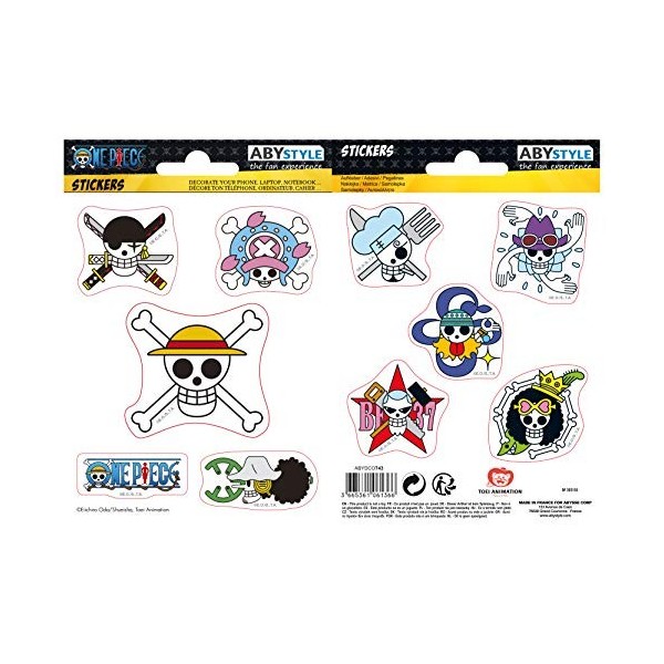 ABYSTYLE - ONE PIECE - Stickers - 16x11cm/ 2 planches - Skulls Equipage Luffy X5