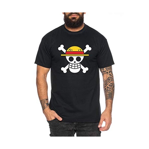 Ruffy Logo T-Shirt pour Homme Luffy Zoro One Nami Lysop Piece, Farbe2:Schwarz.Größe2:S