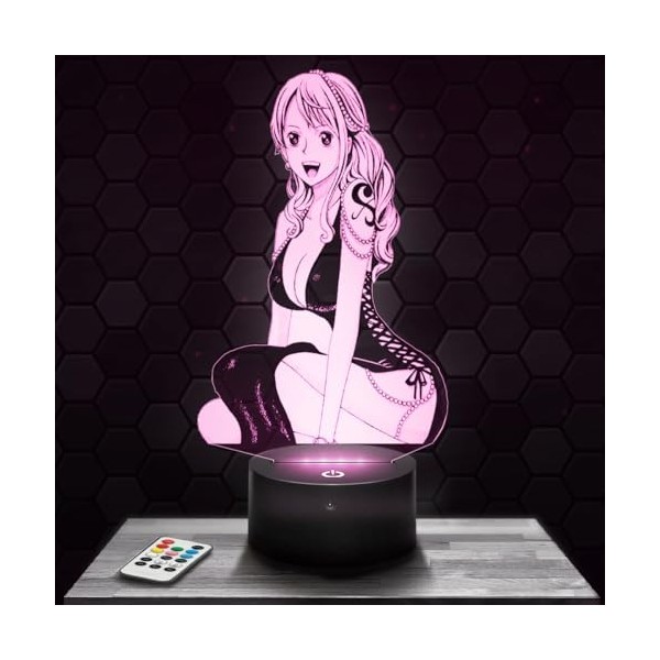 Lampe de chevet, Veilleuse Tactile Manga Luffy Lampe 3D LED illusion, Idée cadeau Noël anniversaire garçon et fille Lampe de 