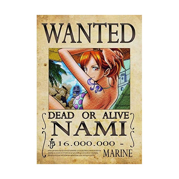 Poster One Piece Nami Wanted Anime Manga
