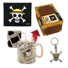 ABYSTYLE - ONE PIECE Coffret cadeau premium Drapeau + Porte-clés 3D + Mug