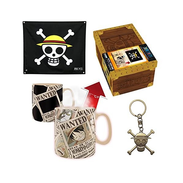 ABYSTYLE - ONE PIECE Coffret cadeau premium Drapeau + Porte-clés 3D + Mug