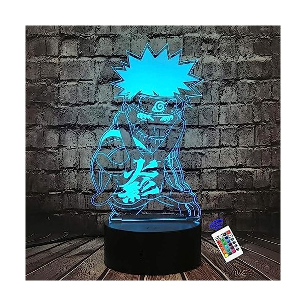 LOUHH Lampe Naruto, Veilleuse Naruto- Lampe Naruto LED Smart Remote Control Naruto Lampe 16 Couleurs NoëL Naruto Cadeau Chamb