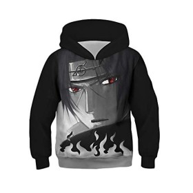 CHENMA Unisexe Enfants Garçons Filles Kakashi 3D Imprimer Pull Sweat à Capuche avec Poche Kangourou 12-15 Ans