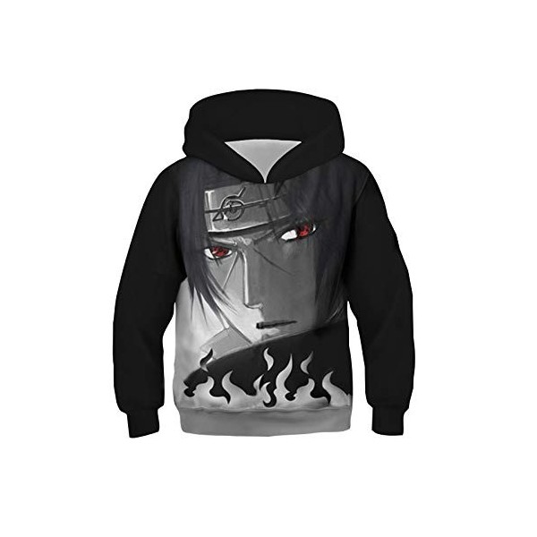 CHENMA Unisexe Enfants Garçons Filles Kakashi 3D Imprimer Pull Sweat à Capuche avec Poche Kangourou 12-15 Ans