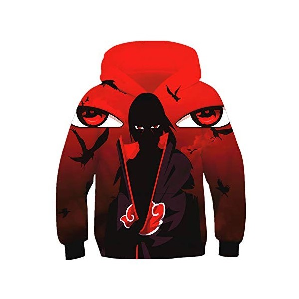 CHENMA Unisexe Enfants Garçons Filles Kakashi 3D Imprimer Pull Sweat à Capuche avec Poche Kangourou 12-15 Ans