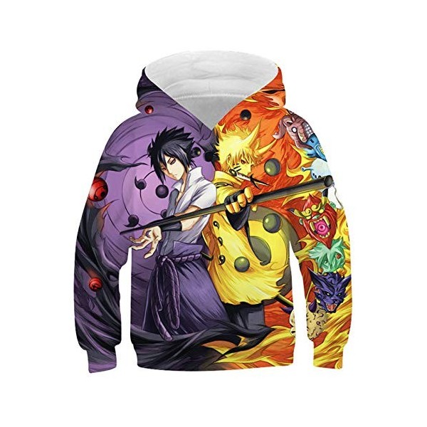 CHENMA Unisexe Enfants Garçons Filles Kakashi 3D Imprimer Pull Sweat à Capuche avec Poche Kangourou 12-15 Ans