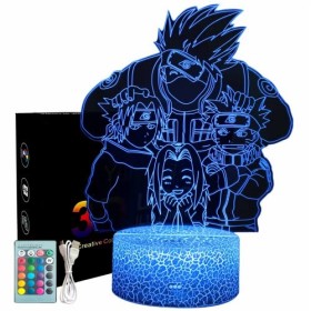 Yelyung Anime Veilleuse 3D pour Enfants,Veilleuse Anime,Télécommande 16 Couleurs Changement Lampe Naruto,Chambre Enfant Déco 