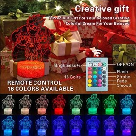 Yelyung Anime Veilleuse 3D pour Enfants,Veilleuse Anime,Télécommande 16 Couleurs Changement Lampe Naruto,Chambre Enfant Déco 