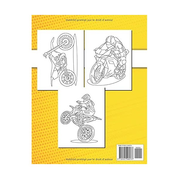 Moto Livre de Coloriage: Illustrations de motos, motocross, cascades à colorier pour enfants et pour adolescents passionés de