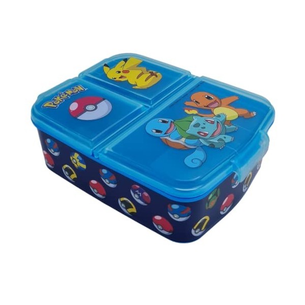 Stor - Sandwichera Pokemon - Fimabrera Rectangulaire Trois Compartiments - Boîte à déjeuner pour déjeuner et collations - 3 c
