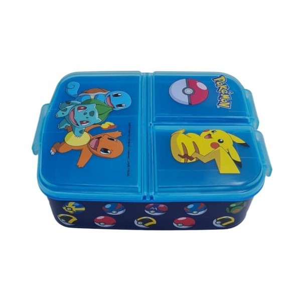 Stor - Sandwichera Pokemon - Fimabrera Rectangulaire Trois Compartiments - Boîte à déjeuner pour déjeuner et collations - 3 c