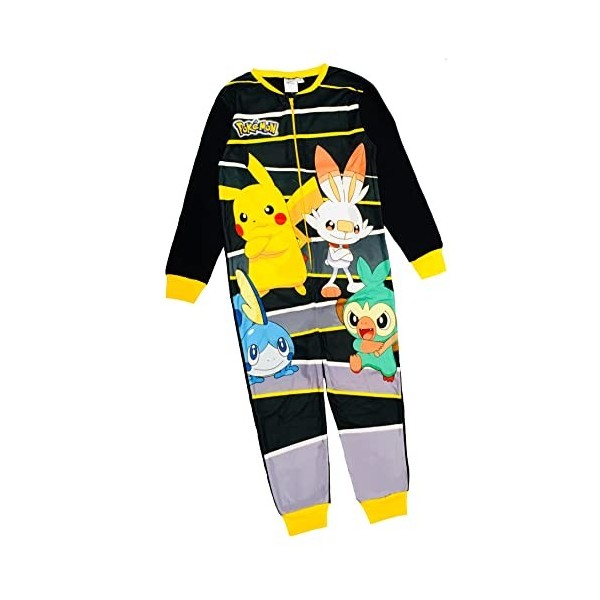 Pokemon Combinaison Pyjama Surpyjama Grenouillere Polaire Garçon ou Filles, Bleu, Taille 5-6 Ans