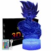 Yelyung Goku Veilleuse 3D pour Enfants,Lampe Enfants Anime,Veilleuse Goku Anime,Télécommande 16 Couleurs Changeantes 3D Illus