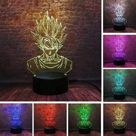 Lampe Illusion 3D, Dragon Ball Cadeaux Jouets Décor LED Night Light Lampe 7 Couleurs Touch Control USB Alimenté parti décorat