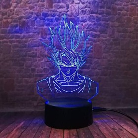 Lampe Illusion 3D, Dragon Ball Cadeaux Jouets Décor LED Night Light Lampe 7 Couleurs Touch Control USB Alimenté parti décorat