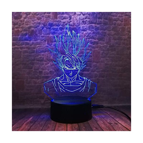 Lampe Illusion 3D, Dragon Ball Cadeaux Jouets Décor LED Night Light Lampe 7 Couleurs Touch Control USB Alimenté parti décorat