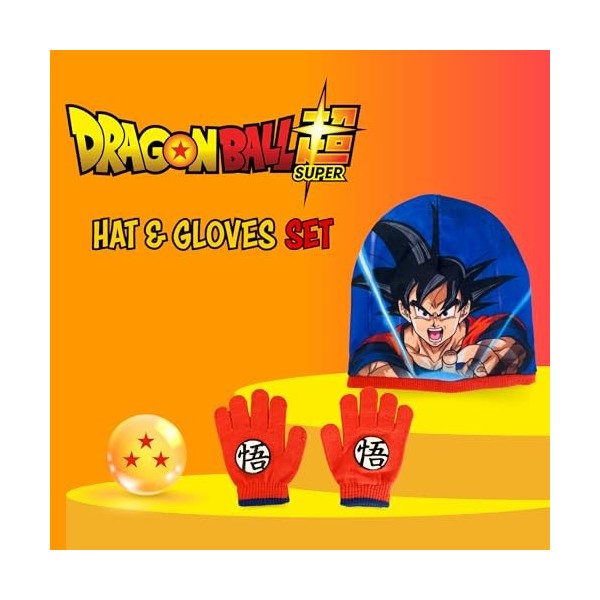 Dragon Ball Z Chapeau et Gants pour Garçons, Ensemble dhiver pour Enfants, Accessoires dhiver des Goku