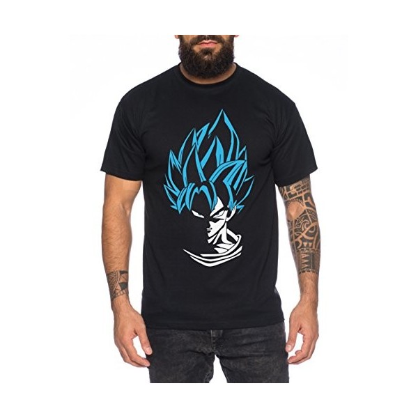 WhyKiki Super Son Goku T-Shirt pour Homme Dragon Master Son Ball Vegeta Turtle Roshi DB, Farbe2:Noir/Bleu.Größe2:L