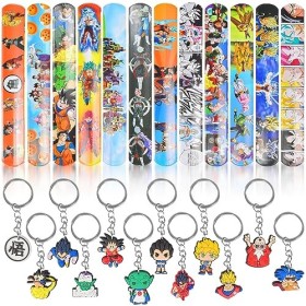 Newtic Dra-gon Party Cadeaux, Cadeau danniversaire pour Enfants -, 12PCS Bracelet de Slap + 12PCS Porte-clés, Bracelet à Gif