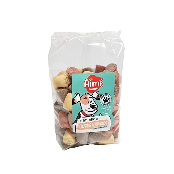 Aimé | Biscuits Petits Os 500g | Nourriture et Supplément Quotidien à base de Calcium destiné au Chiot et Petit Chien | Récom